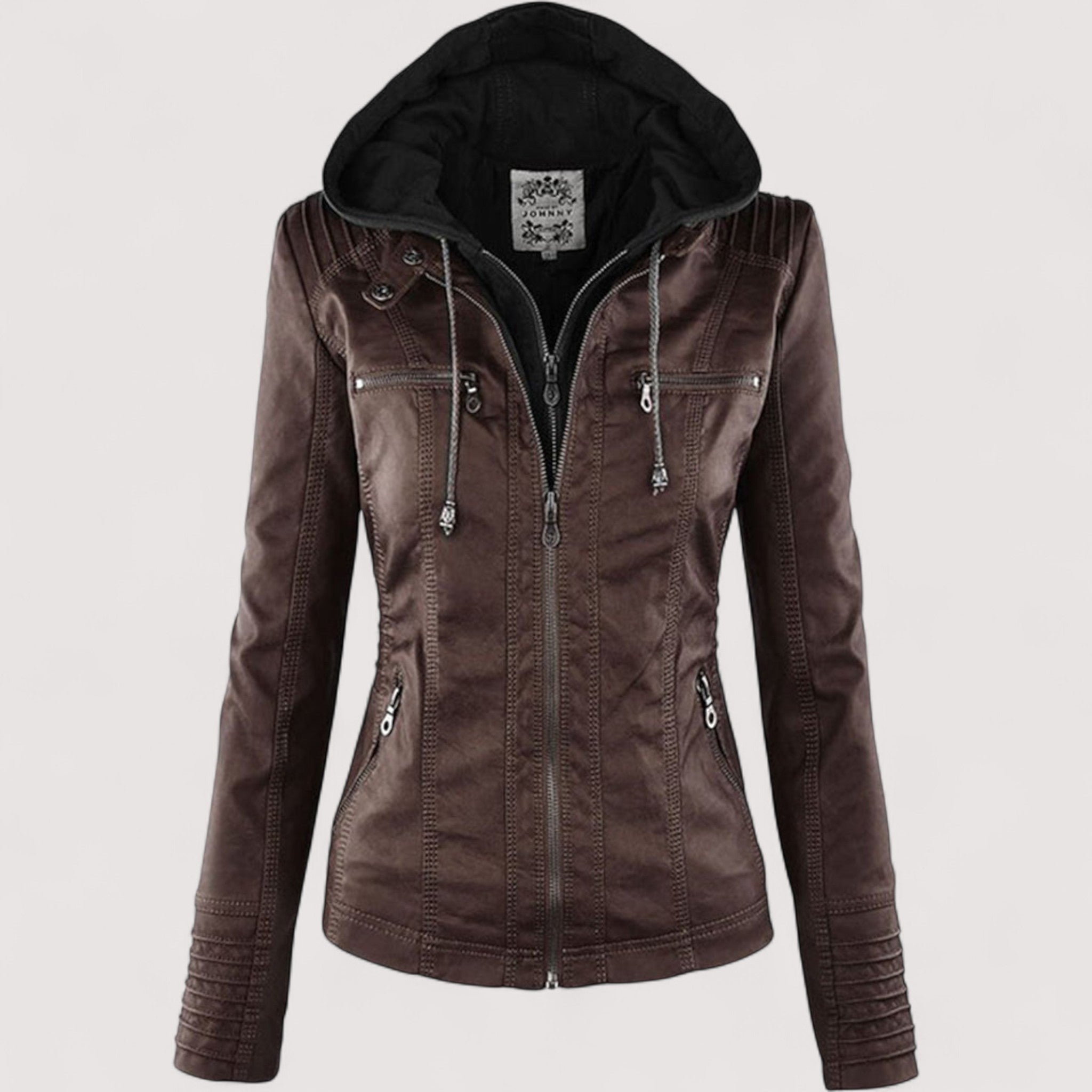 Laurina™ | Taillierte Bikerjacke mit Kapuze