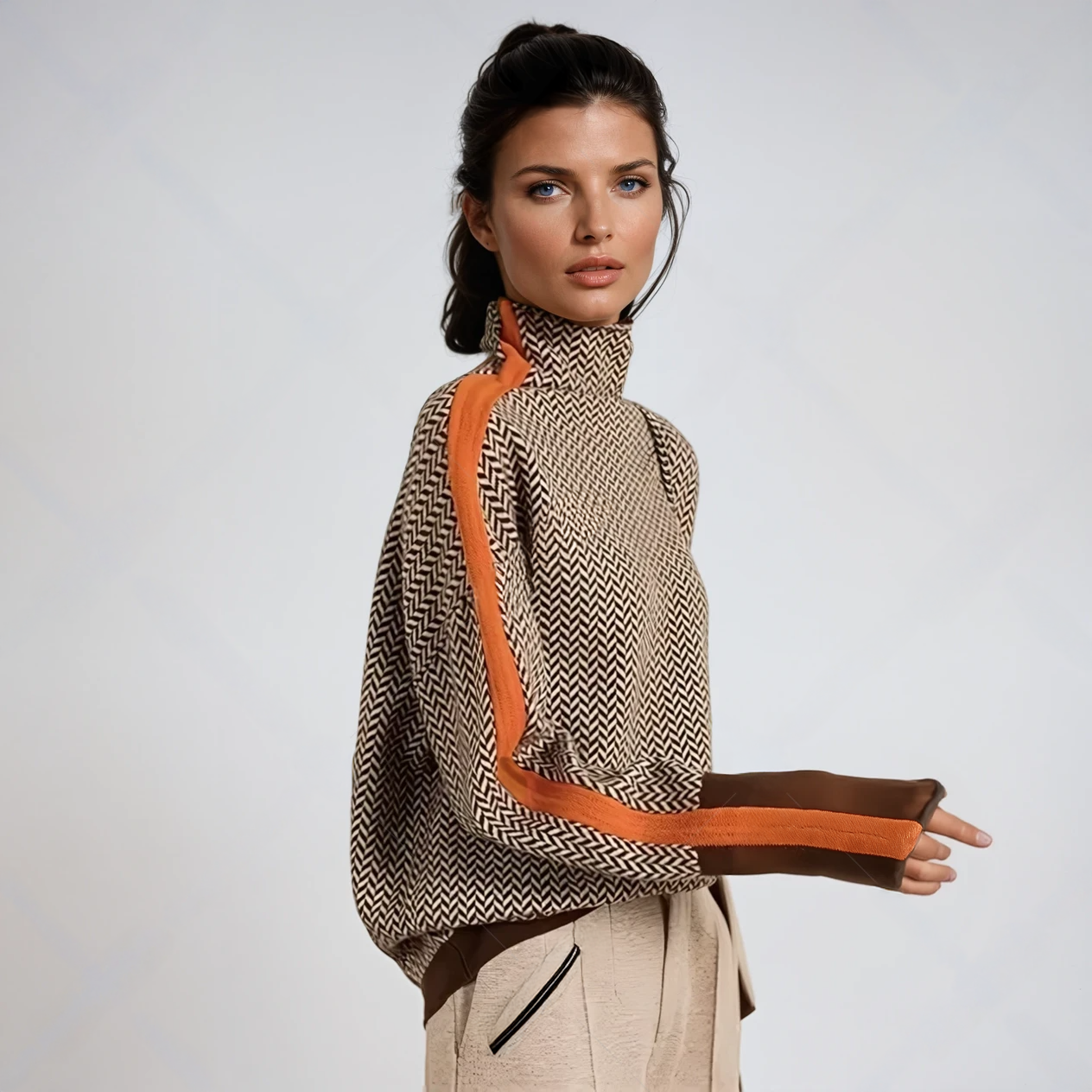 Gabriela™ | Rollkragenpullover mit auffälligen kontrastierenden Streifen