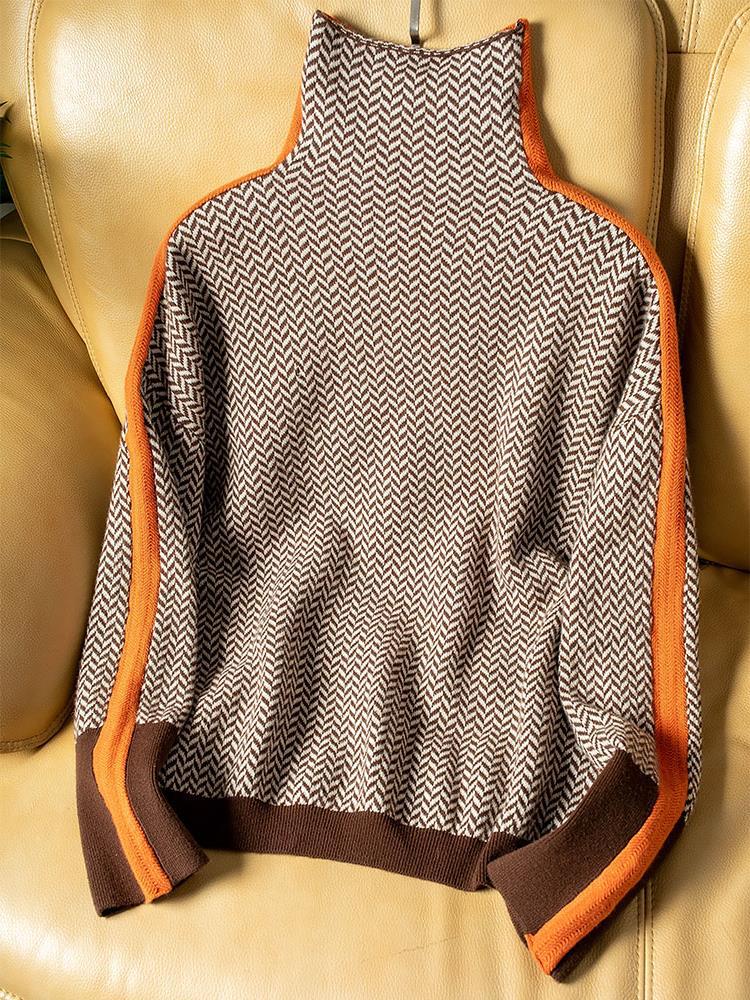Gabriela™ | Rollkragenpullover mit auffälligen kontrastierenden Streifen